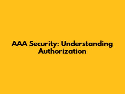 AAA Security: Understanding Authorization