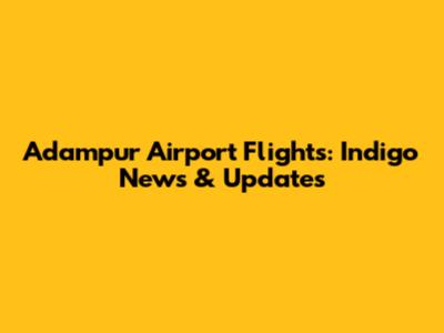 Adampur Airport Flights: Indigo News & Updates