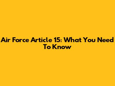 Air Force Article 15: What You Need To Know