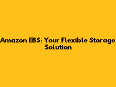 Amazon EBS: Your Flexible Storage Solution