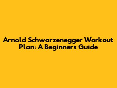Arnold Schwarzenegger Workout Plan: A Beginner's Guide