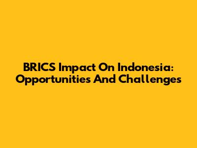 BRICS Impact On Indonesia: Opportunities And Challenges