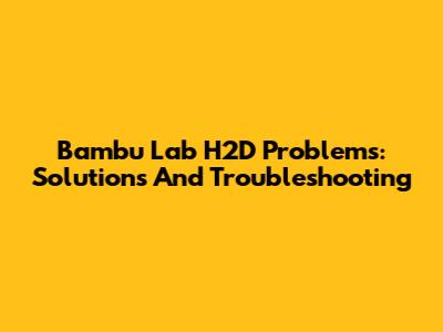 Bambu Lab H2D Problems: Solutions And Troubleshooting