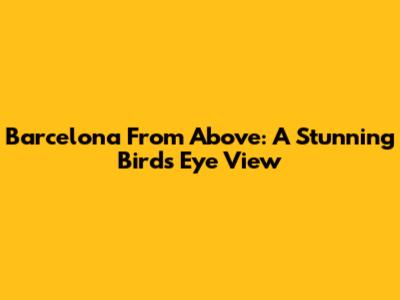 Barcelona From Above: A Stunning Bird's Eye View