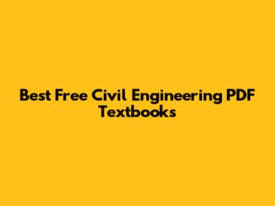 Best Free Civil Engineering PDF Textbooks