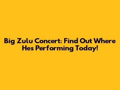 Big Zulu Concert: Find Out Where He's Performing Today!