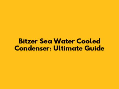 Bitzer Sea Water Cooled Condenser: Ultimate Guide