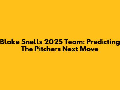 Blake Snell's 2025 Team: Predicting The Pitcher's Next Move