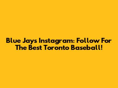 Blue Jays Instagram: Follow For The Best Toronto Baseball!