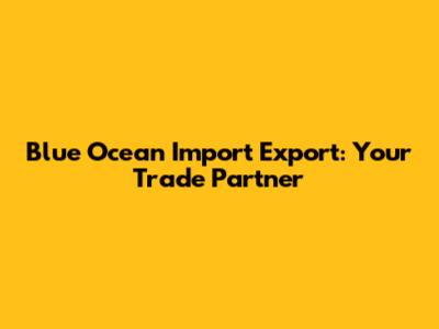 Blue Ocean Import Export: Your Trade Partner