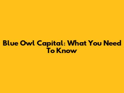 Blue Owl Capital: What You Need To Know