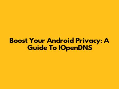 Boost Your Android Privacy: A Guide To IOpenDNS