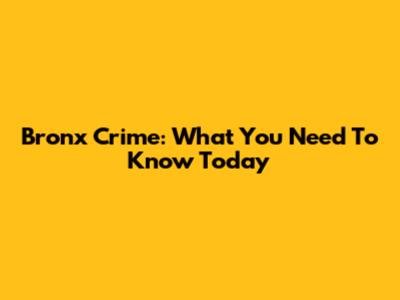 Bronx Crime: What You Need To Know Today