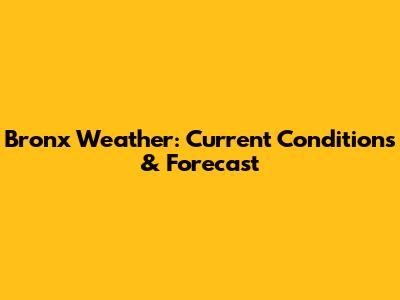 Bronx Weather: Current Conditions & Forecast