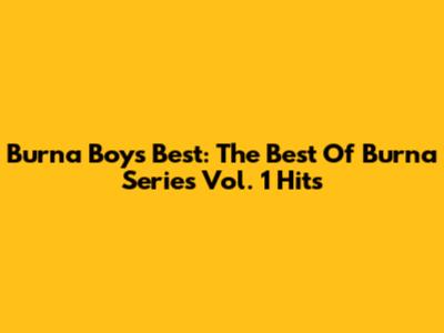 Burna Boy's Best: The "Best Of Burna Series Vol. 1" Hits