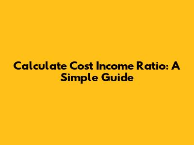 Calculate Cost Income Ratio: A Simple Guide