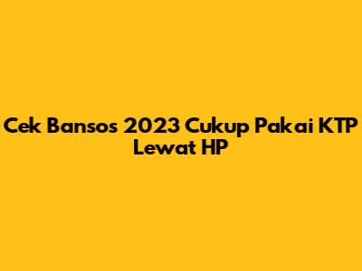 Cek Bansos 2023 Cukup Pakai KTP Lewat HP