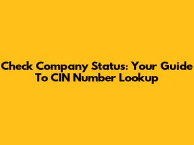 Check Company Status: Your Guide To CIN Number Lookup