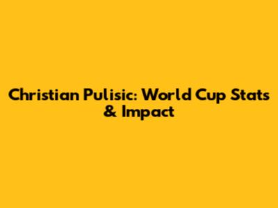 Christian Pulisic: World Cup Stats & Impact
