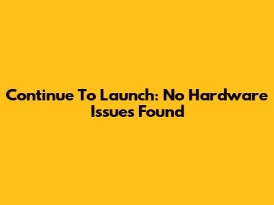 Continue To Launch: No Hardware Issues Found