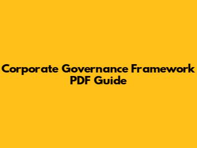 Corporate Governance Framework PDF Guide