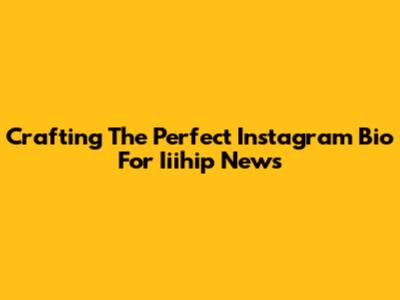Crafting The Perfect Instagram Bio For Iiihip News