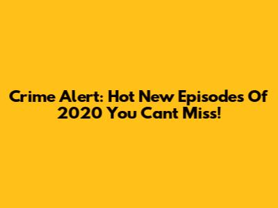 Crime Alert: Hot New Episodes Of 2020 You Can't Miss!