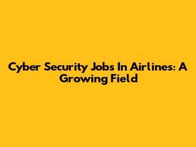 Cyber Security Jobs In Airlines: A Growing Field