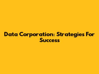 Data Corporation: Strategies For Success