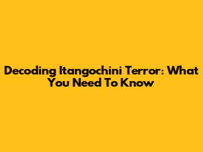Decoding Itangochini Terror: What You Need To Know