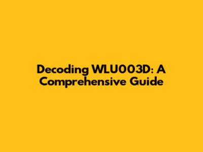 Decoding WLU003D: A Comprehensive Guide