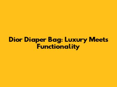 Dior Diaper Bag: Luxury Meets Functionality