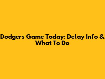 Dodgers Game Today: Delay Info & What To Do
