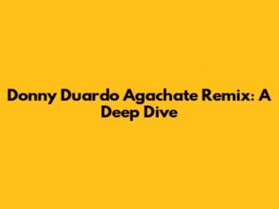 Donny Duardo Agachate Remix: A Deep Dive