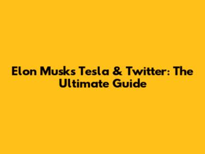 Elon Musk's Tesla & Twitter: The Ultimate Guide