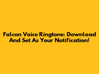 Falcon Voice Ringtone: Download And Set As Your Notification!