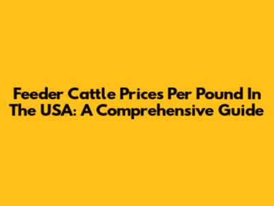 Feeder Cattle Prices Per Pound In The USA: A Comprehensive Guide