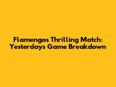Flamengo's Thrilling Match: Yesterday's Game Breakdown