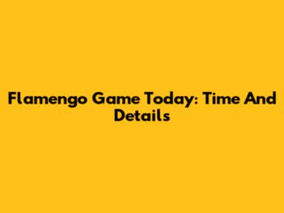 Flamengo Game Today: Time And Details