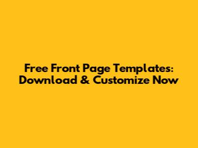 Free Front Page Templates: Download & Customize Now