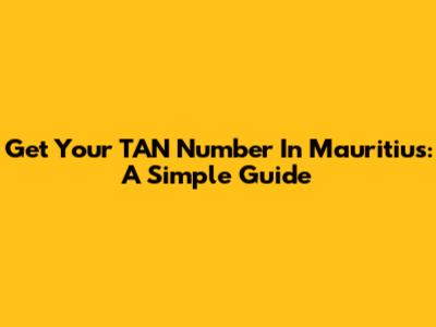 Get Your TAN Number In Mauritius: A Simple Guide