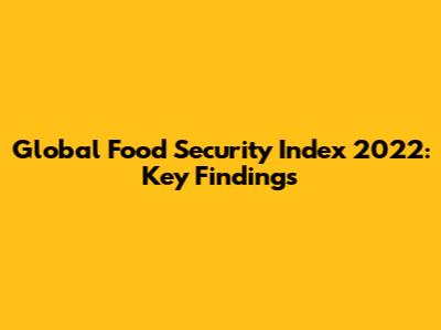 Global Food Security Index 2022: Key Findings