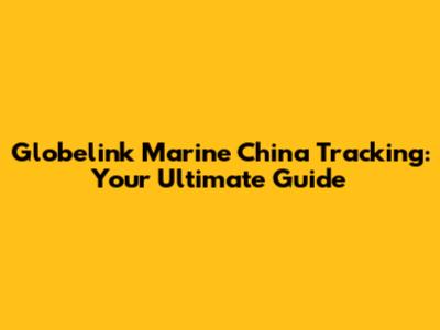 Globelink Marine China Tracking: Your Ultimate Guide