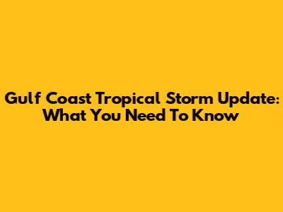 Gulf Coast Tropical Storm Update: What You Need To Know