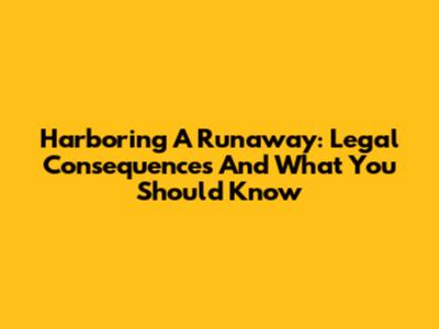 Harboring A Runaway: Legal Consequences And What You Should Know