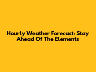 Hourly Weather Forecast: Stay Ahead Of The Elements