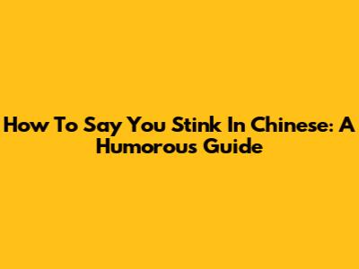 How To Say "You Stink" In Chinese: A Humorous Guide
