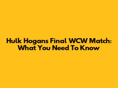 Hulk Hogan's Final WCW Match: What You Need To Know