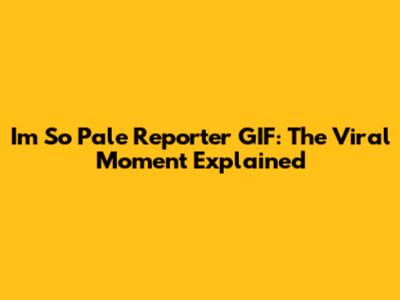 I'm So Pale Reporter GIF: The Viral Moment Explained