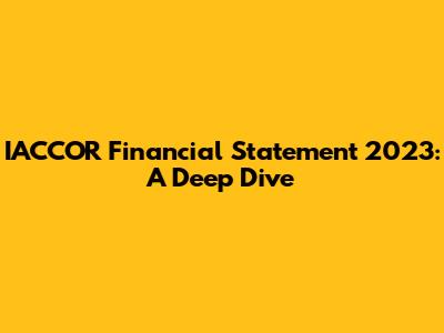 IACCOR Financial Statement 2023: A Deep Dive